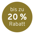 Rabatt-Signet mit Hinweis auf bis zu 20 Prozent Preisnachlass
